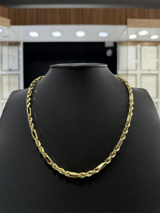 Cadena Cuerda con Barras Oro de 10k