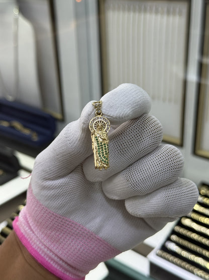 Dije de San Judas Tadeo Oro 10k con Circonitas Verdes