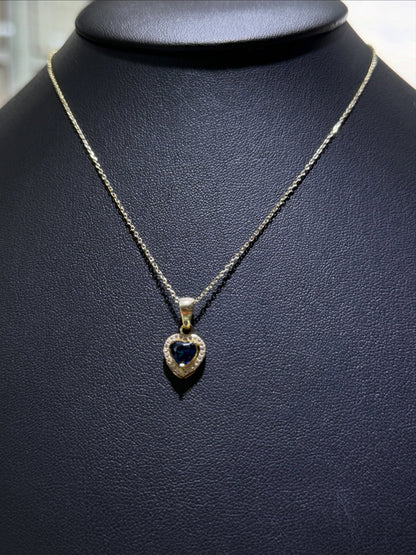Corazón Azul Marino Oro 10k